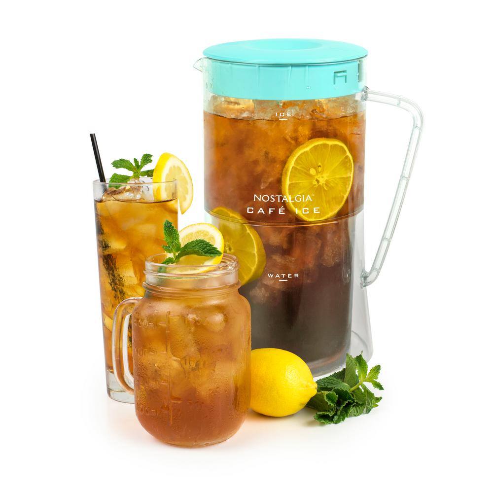 Nostalgia CLIT3PLSAQ 12 Cup Classic Retro 3 qt. Iced Brew Tea and Drip Coffee Maker with Plastic Pitcher, Aqua
