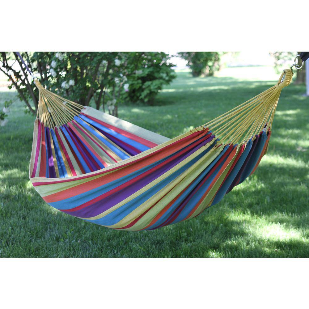 Vivere 12 ft. Brazilian Style Cotton Double Hammock Bed in Multi-Colors