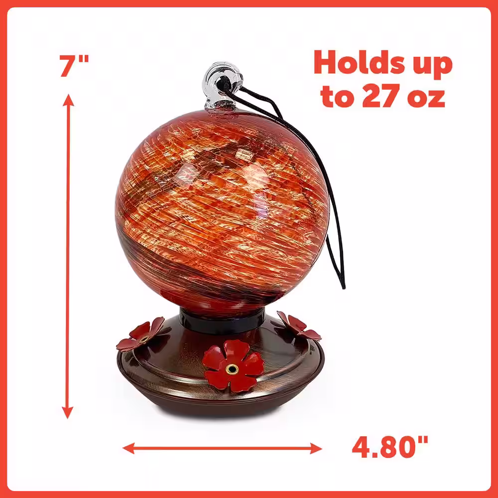 Pennington 27 oz. Glass Red Swirl Hummingbird Feeder