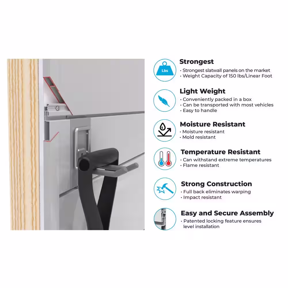 CROWNWALL Super Bundle 48 in. H x 96 in. W Slatwall Kit in Sandstone PVC 64 sq. ft. with 25-Piece Accessory Kit