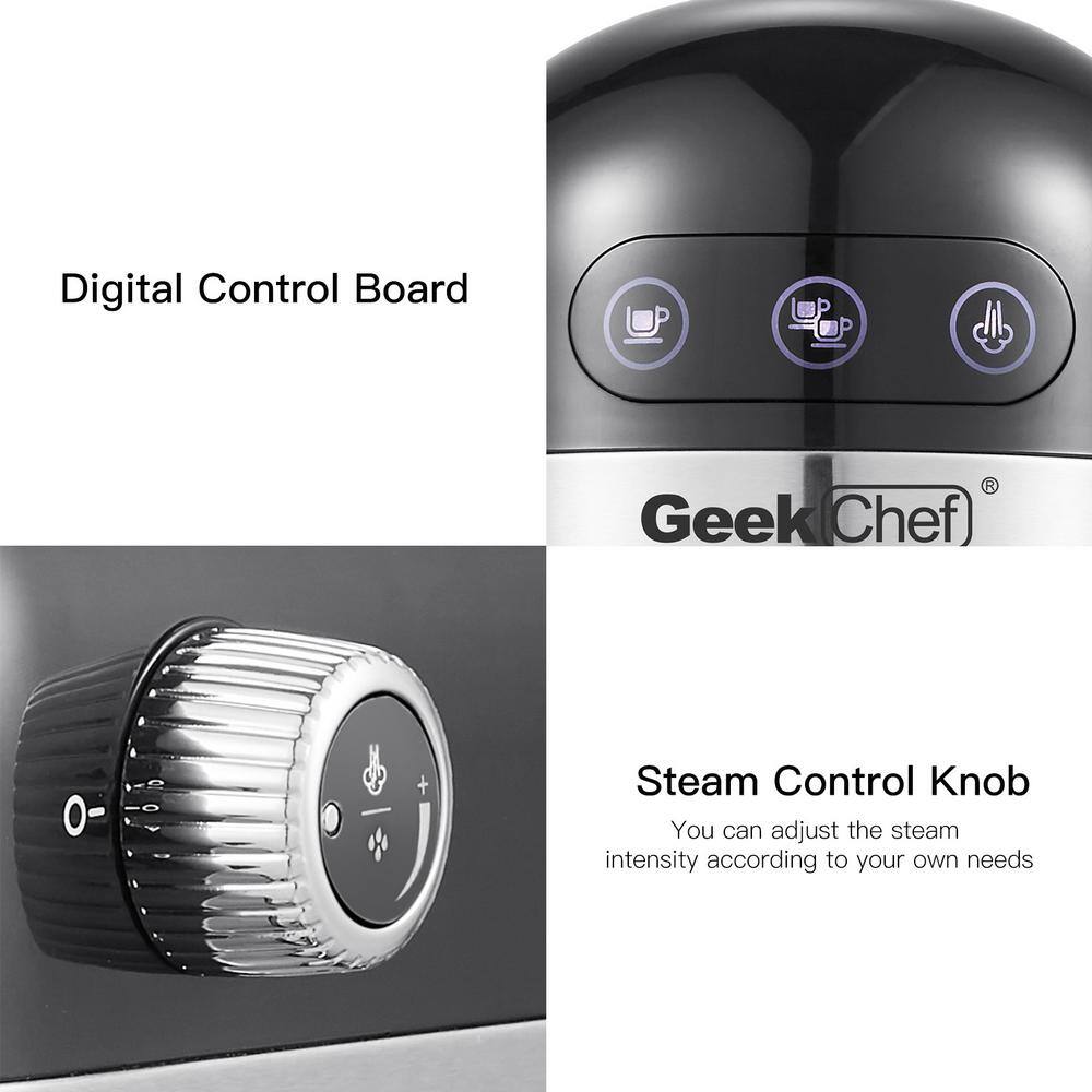 None 2- Cup Silver 20 Bar Espresso Machine with Milk Frother, 1.4L Water Tank, Thermo block beating system in Stainless Steel