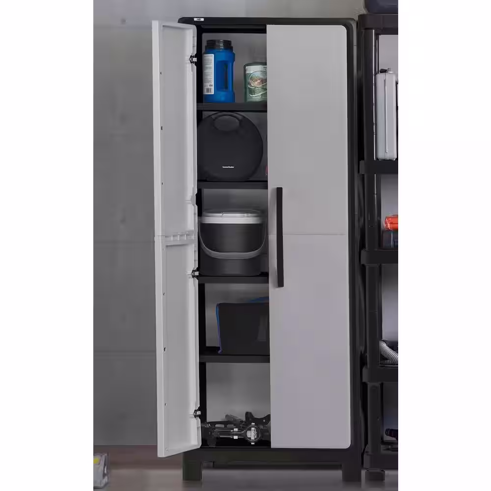 MQ ECO 110.2 in. W x 72 in. H x 18.1 in. D 2-Medium and 2-Large 14 Shelves Freestanding Cabinets in Black and Gray