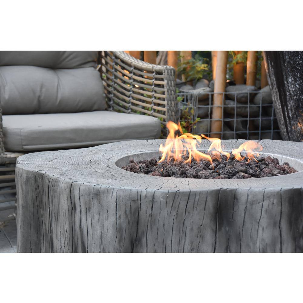 Elementi Manchester 42 in. x 39 in. x 17 in. Irregular Round Concrete Natural Gas Fire Pit Table in Classic Gray