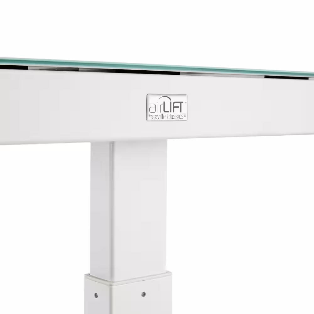 Seville Classics airLIFT 47.5 in. White Rectangular 1-Drawer Electric Standing Desk with Adjustable Height