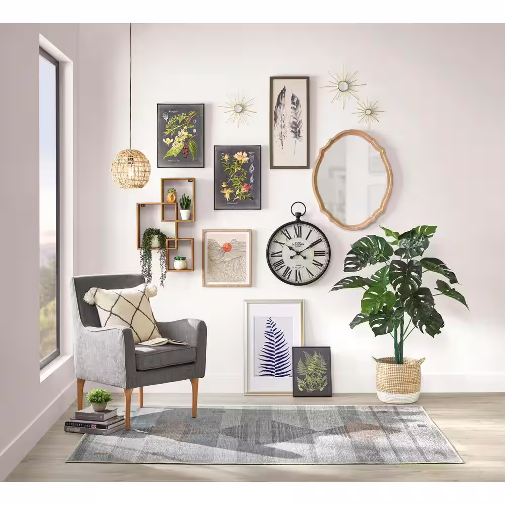 StyleWell Antique Brown Wood Wall Shelf (17 in. W x 28 in. H)