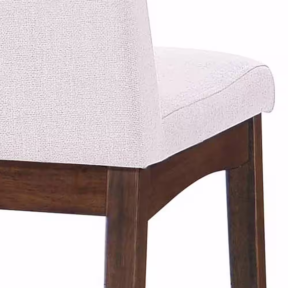 Noble House Dimitri Light Beige and Walnut Fabric Upholstered Dining Chair (Set of 2)