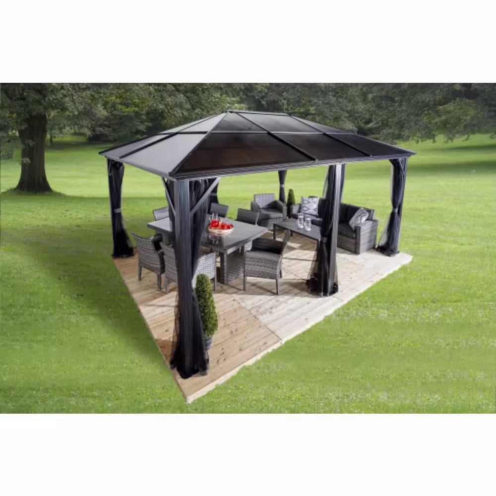 Sojag Meridien 12 ft. x 16 ft. Dark Grey Rustproof Aluminum Framed Gazebo
