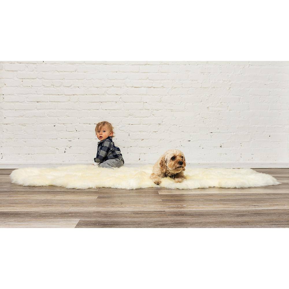 natural New Zealand Natural 2 ft. x 6 ft. Double Sheepskin Runner Rug