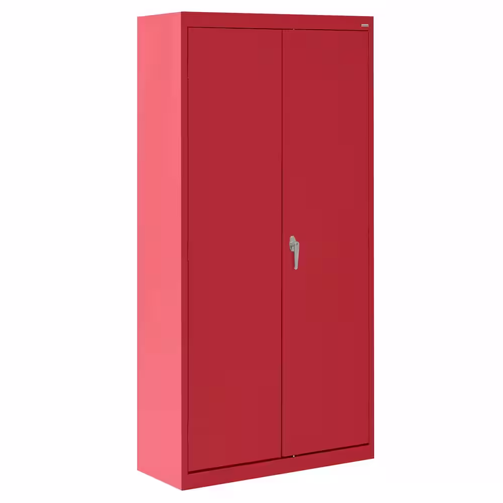 Sandusky Classic Series ( 36 in. W x 72 in. H x 24 in. D ) Steel Combination Freestanding Cabinet with Adjustable Shelves in Red