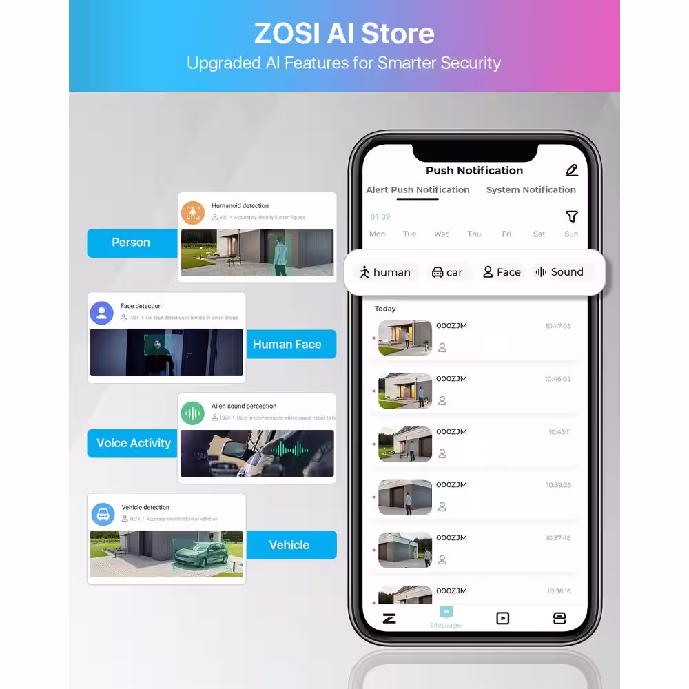 ZOSI Wired 5MP HD POE Outdoor Home Security Camera, 355Â° Pan Tilt, 2-Way Audio, Surveillance System