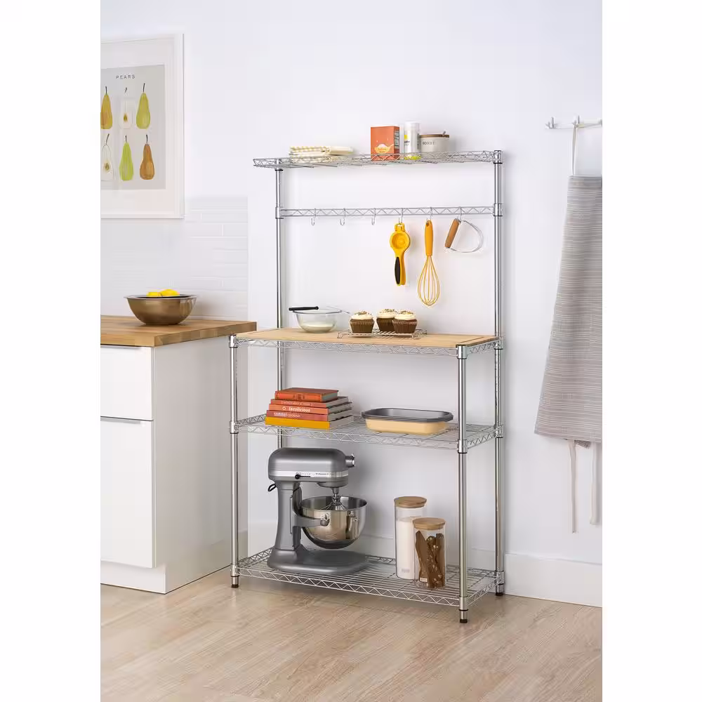TRINITY Chrome 4-Tier Steel Wire Shelving Unit (14 in. W x 61 in. H x 36 in. D)