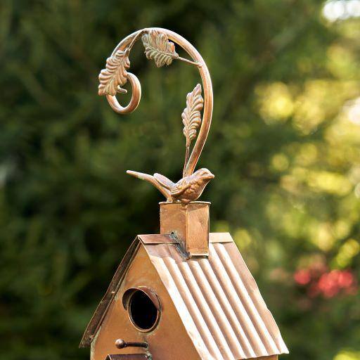 None 75 in. Tall 2 Tier Classic Home Copper Finish Birdhouse Stake Lansdale