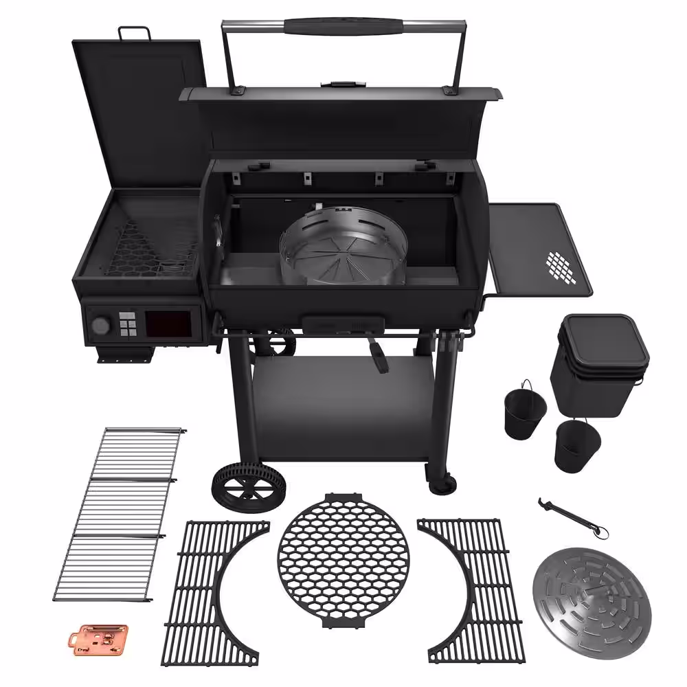 OKLAHOMA JOE'S Rider 900 DLX Pellet Grill and Smoker in Black with 906 sq. in. Cooking Space