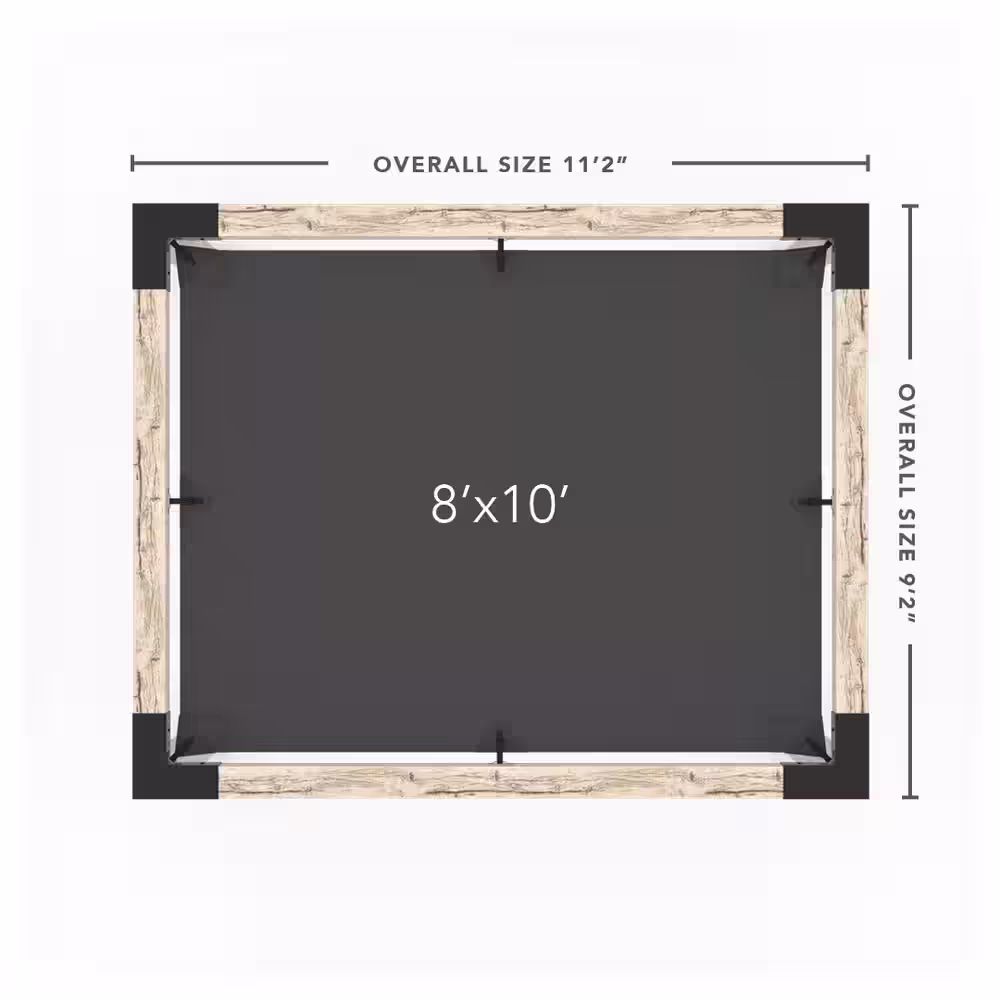 TOJA GRID 8 ft. L x 10 ft. W Pergola Kit with 4x4 KNECT Post Wall and Crimson Shade Sail for 6x6 Wood Posts