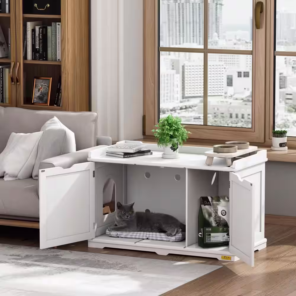 COZIWOW Cat Litter Box Enclosure Furniture, Washroom