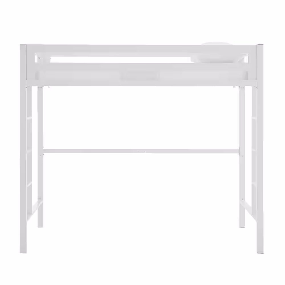 Walker Edison Furniture Company Transitional Premium Deluxe Twin Metal Loft Bed - White