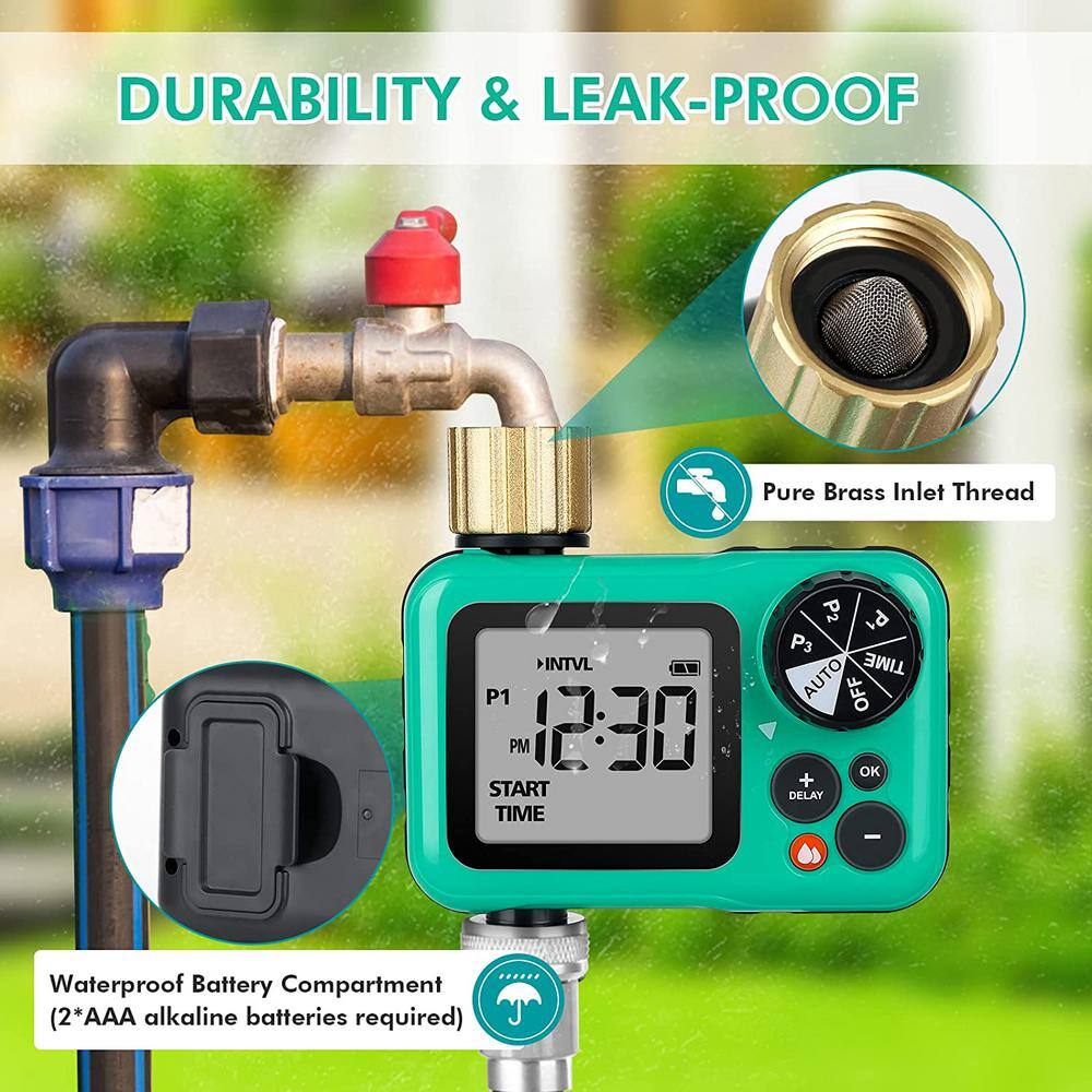 None Interval & 7-Day Programmable Water Timer, Sprinkler Timer with Dual Modes, Garden Hose Timer with 3 Separate Programs