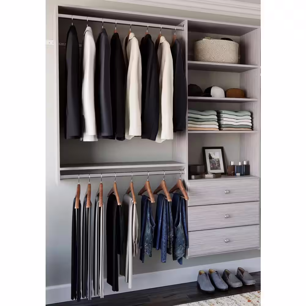 Closet Evolution 120 in. W - 144 in. W Rustic Grey Wood Classic Closet System
