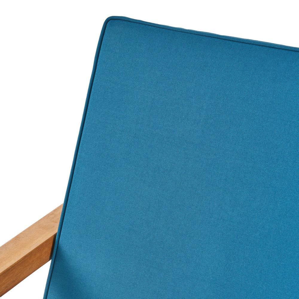 Noble House Leah Brown Patina 7-Piece Wood Patio Conversation Seating Set with Dark Teal Cushions