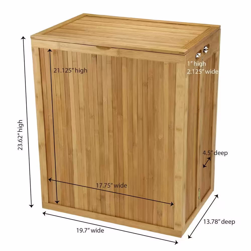 HOUSEHOLD ESSENTIALS Natural Bamboo Hamper with Lid