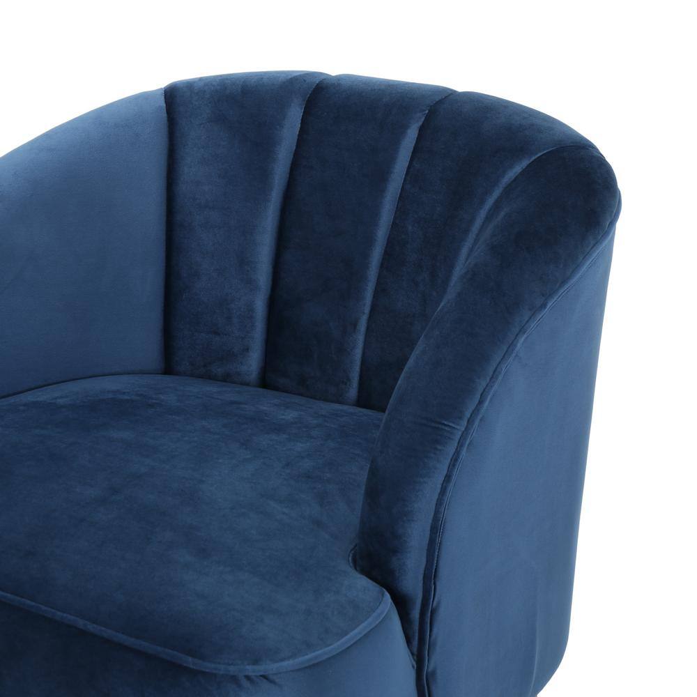 Noble House Amaia Cobalt Velvet Upholstered Club Chair (Set of 2)