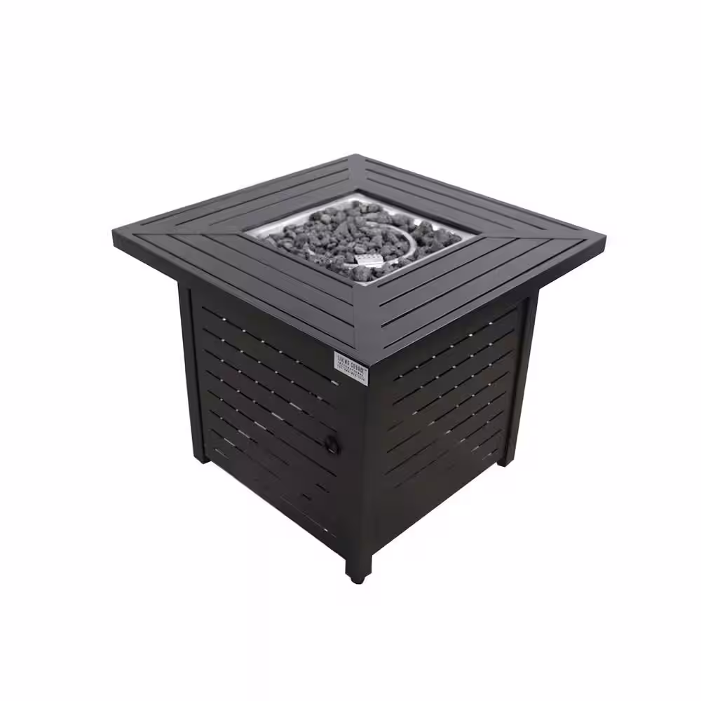 None Steel Propane Natural Gas Fire Pit Table in Grey