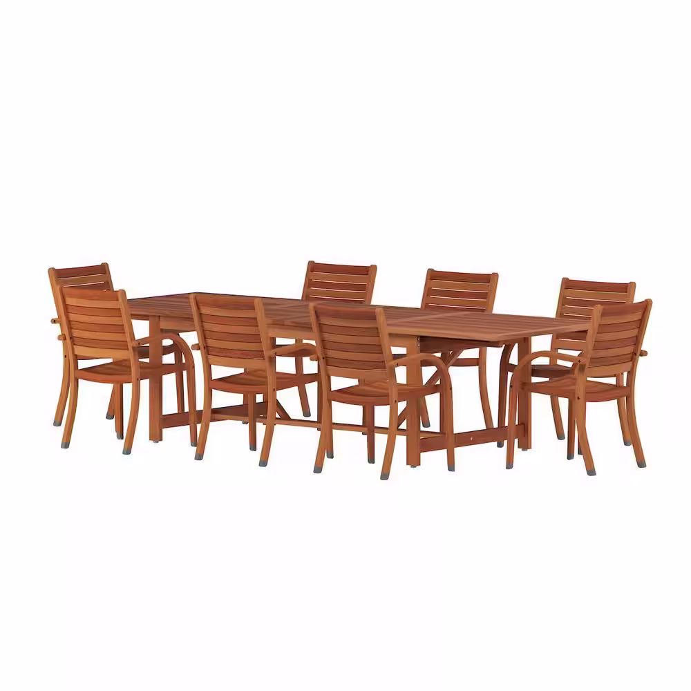 Amazonia Dylan Rectangular 9-Piece Eucalyptus Extendable Patio Dining Set