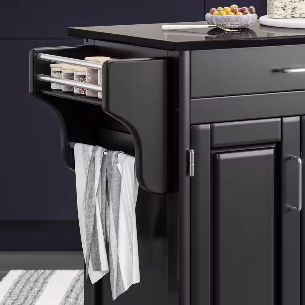 HOMESTYLES Create-a-Cart Black Kitchen Cart with Black Granite Top