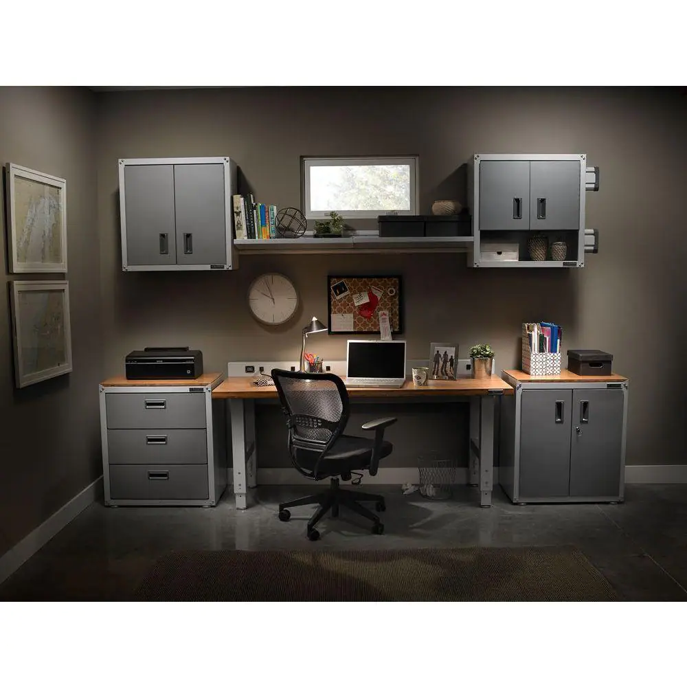 Gladiator Steel 2-Shelf Wall Mounted Garage Cabinet in White (28 in W x 28 in H x 12 in D)