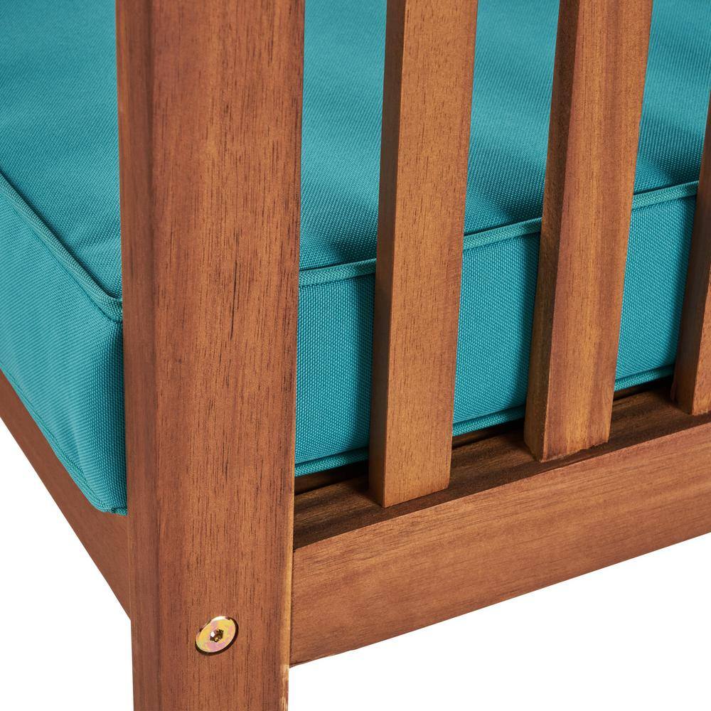 Noble House Thalia Brown 8-Piece Wood Patio Conversation Set with Teal Cushions