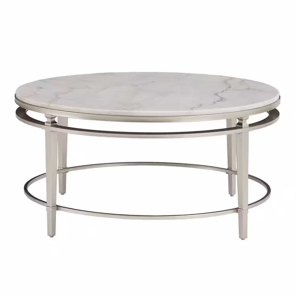 HomeSullivan Champagne Silver Marble Top Coffee Table