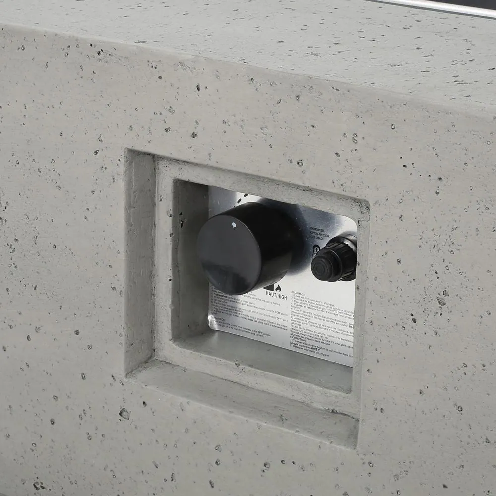 Noble House Aidan 56 in. x 15.00 in Rectangular MGO Gas Fire Pit Table in Light Grey - 50,000 BTU with Tank Holder