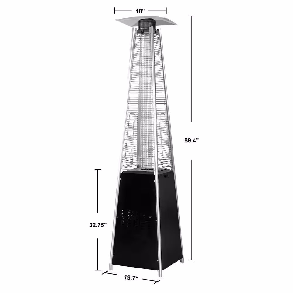Nuu Garden 48,000 BTU Black Heat-Focusing Propane Gas Patio Heater with Wheels