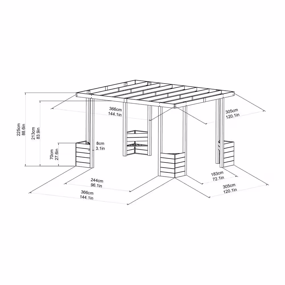 Sunjoy SummerCove Marbella 10 ft. x 12 ft. Black Steel Pergola