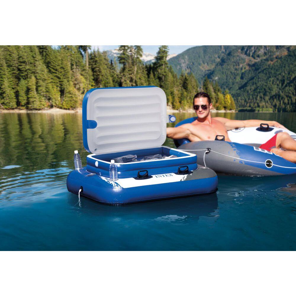 INTEX Prism Frame 20 ft. x 52 in. Above Ground Pool, Lounger Float (2-Pack) & Cooler