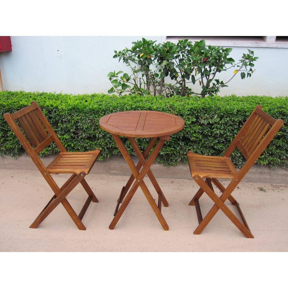 northbeam 3-Piece Acacia Wood Round Outdoor Bistro Set