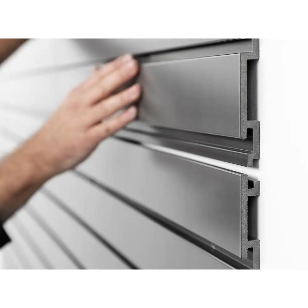 NewAge Products 71.75 in. H x 80 in. W PVC Slat Wall Panel Set in Silver (40 sq. ft.)