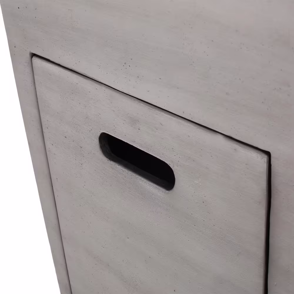 Noble House Langton 19.50 in. x 29 in. Rectangular Concrete Propane Fire Pit in Dark Grey