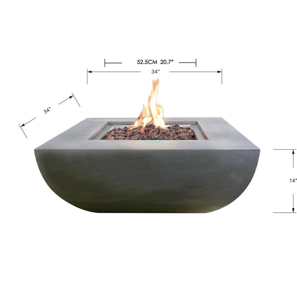 Modeno Westport 34 in. x 14 in. Square Concrete Natural Gas Fire Table in Light Gray