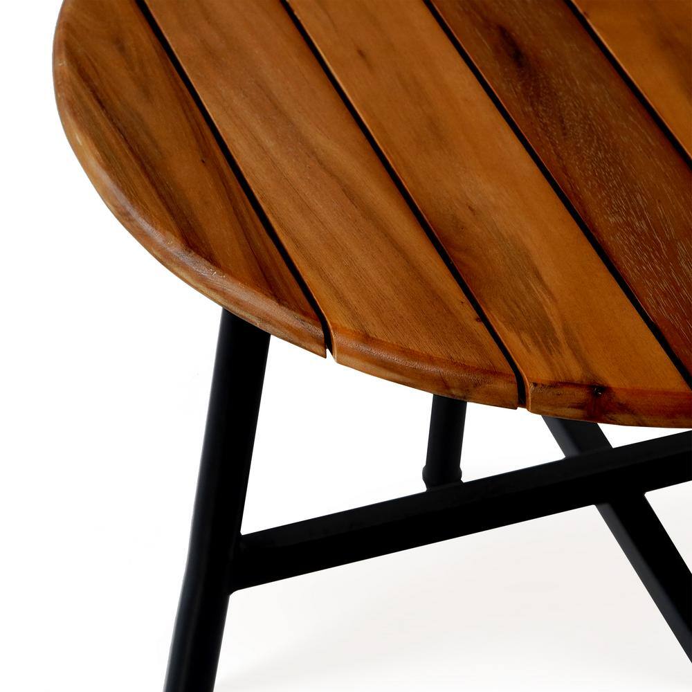 None Billund 3-Piece Olive Green Wicker Round Outdoor Bistro Set with Light Grey Cushions