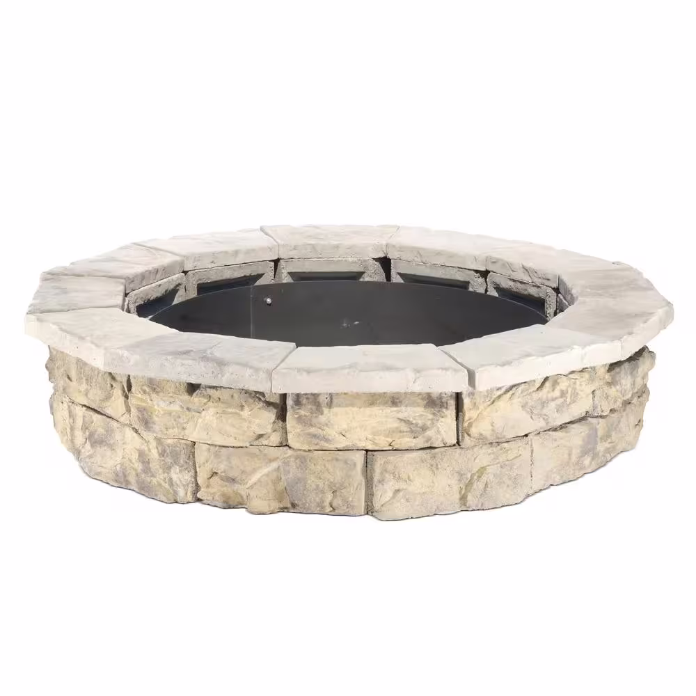 Natural Concrete Products Co 44 in. x 14 in. Concrete Fossill Limestone Round Fire Pit Kit