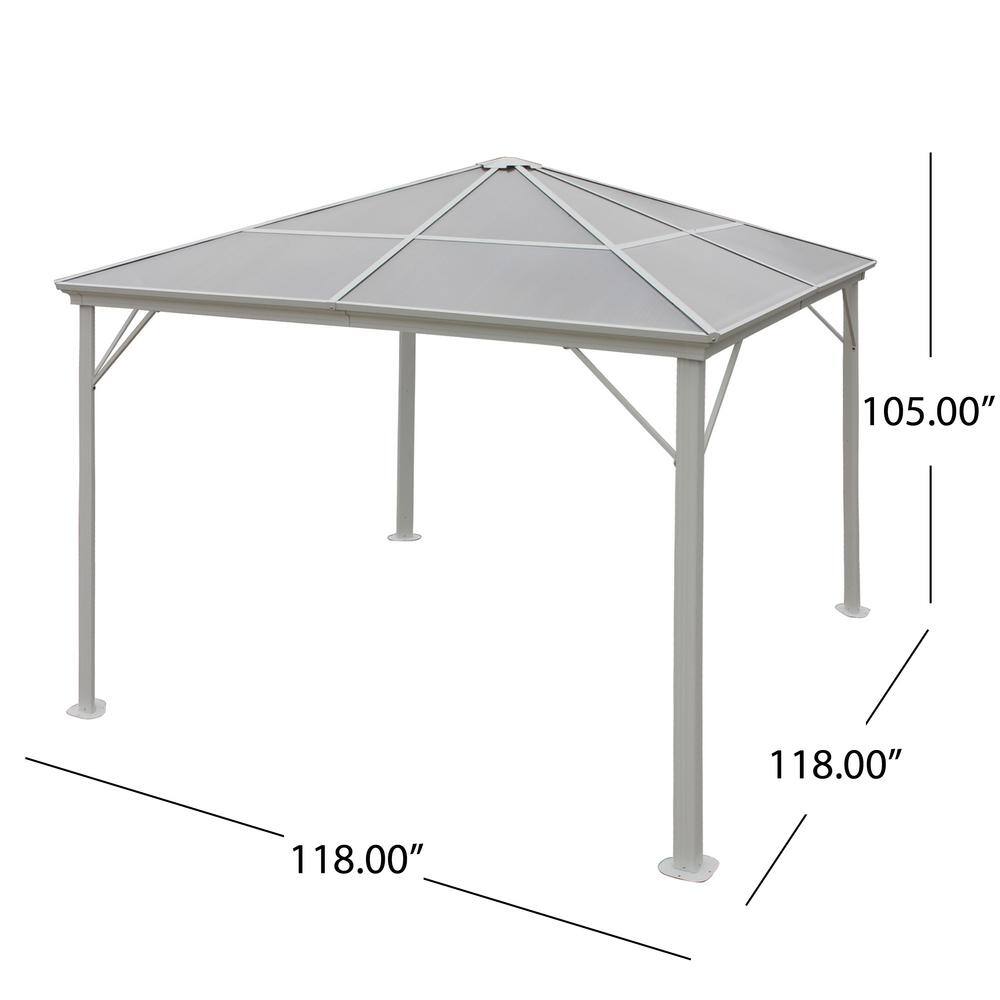 Noble House 9.84 ft. x 9.84 ft. White Aluminum-Framed Canopy Gazebo