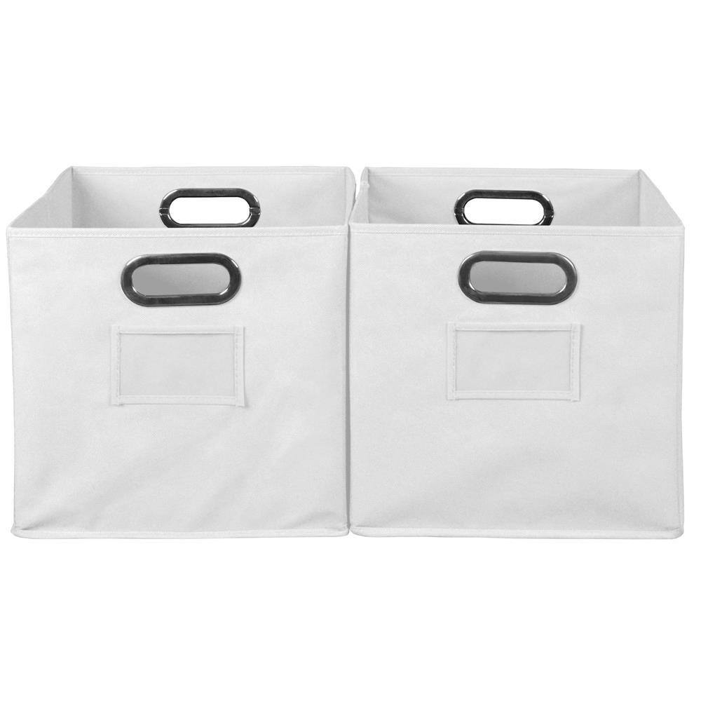 Regency 12 in. H x 12 in. W x 12 in. D White Fabric Cube Storage Bin 2-Pack