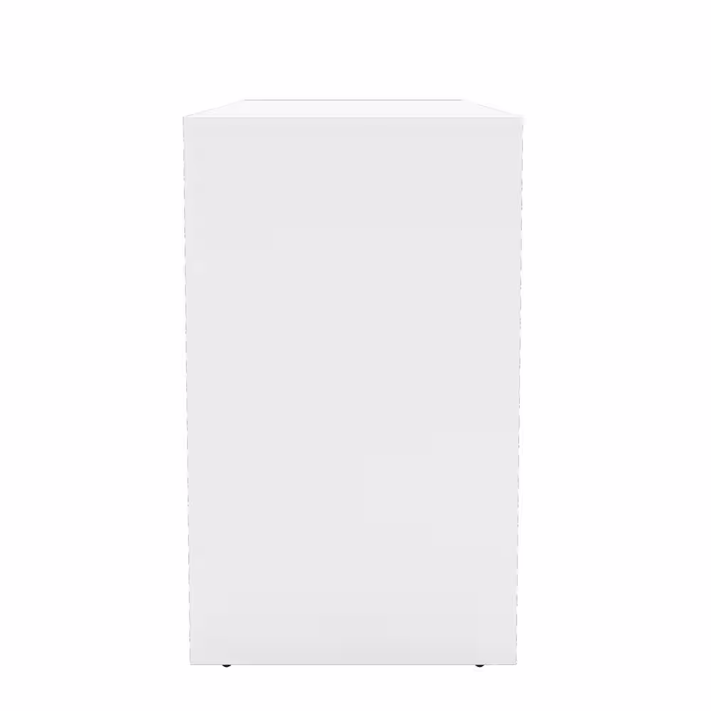 None 36 in. Rectangular White 2 Drawer Writing Desk with Built-In Storage