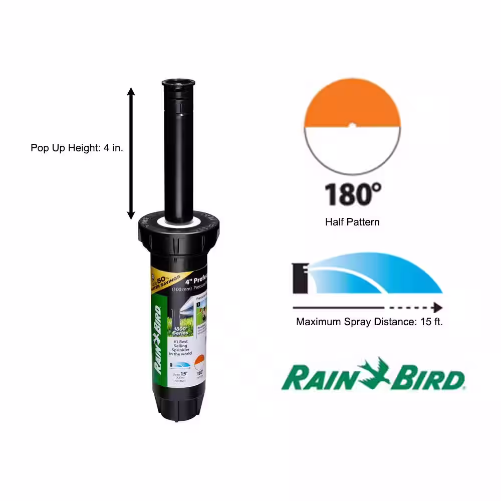 Rain Bird 1804 Dual Spray Half Pattern 4 in Pop-Up PRS Spray Head