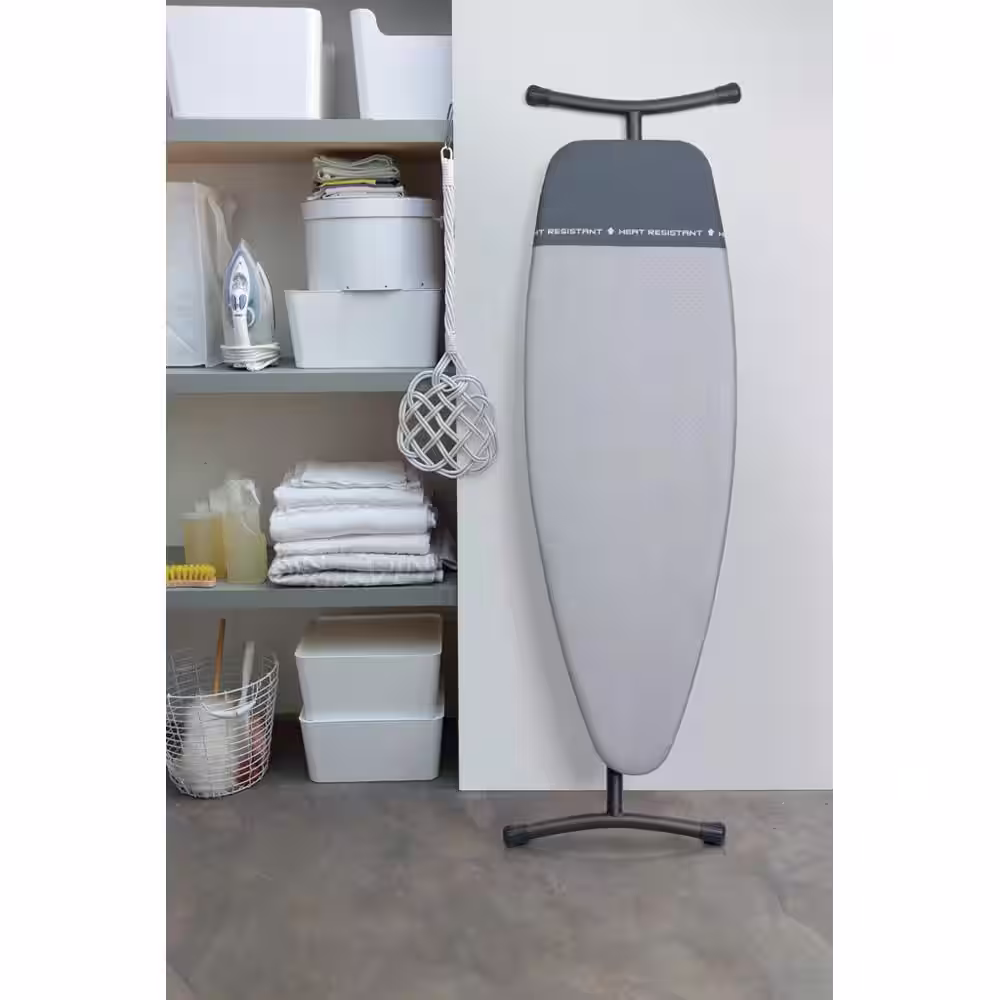Brabantia Ironing Board D 53 x 18 In with Heat Resistant Parking Zone, Metalized Cover and Black Frame