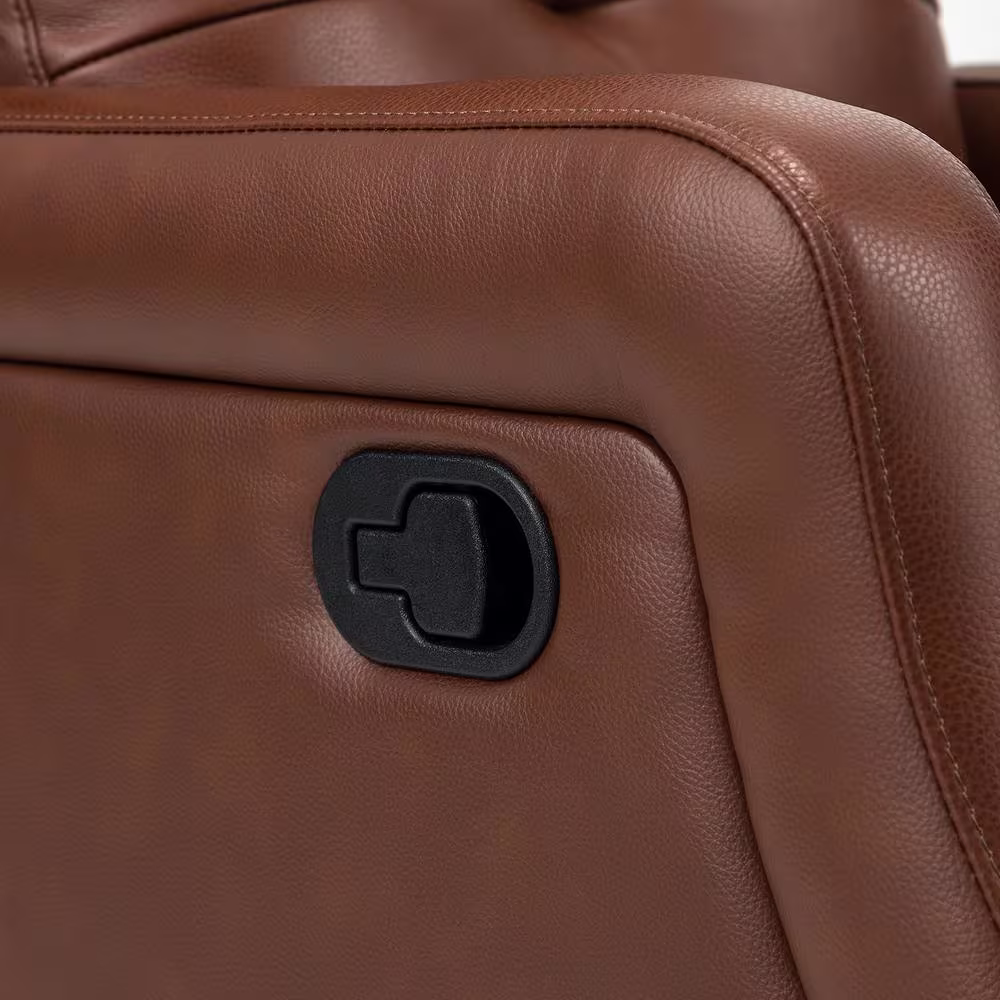 None Ifigenia 28.74 in. Wide Brown Genuine Leather Swivel Rocker Recliner with Tufted Back