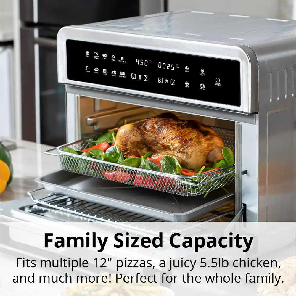 ARIA All-in-1 Premium 30 Qt. Stainless Steel Touchscreen Air Fryer Toaster Oven with Recipe Book