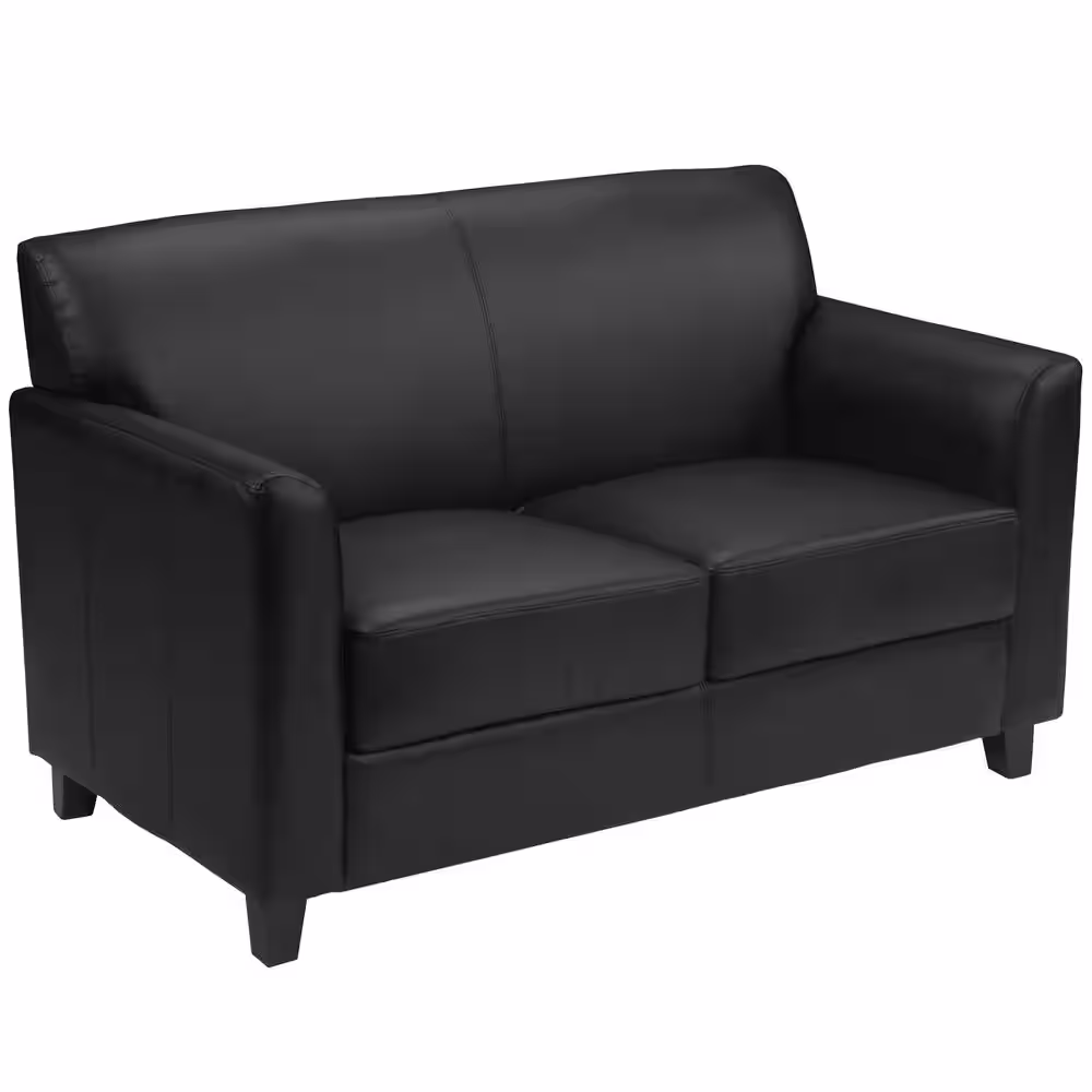 Flash Furniture Hercules Diplomat 52 in. Black Faux Leather 2-Seater Loveseat with Flared Arms