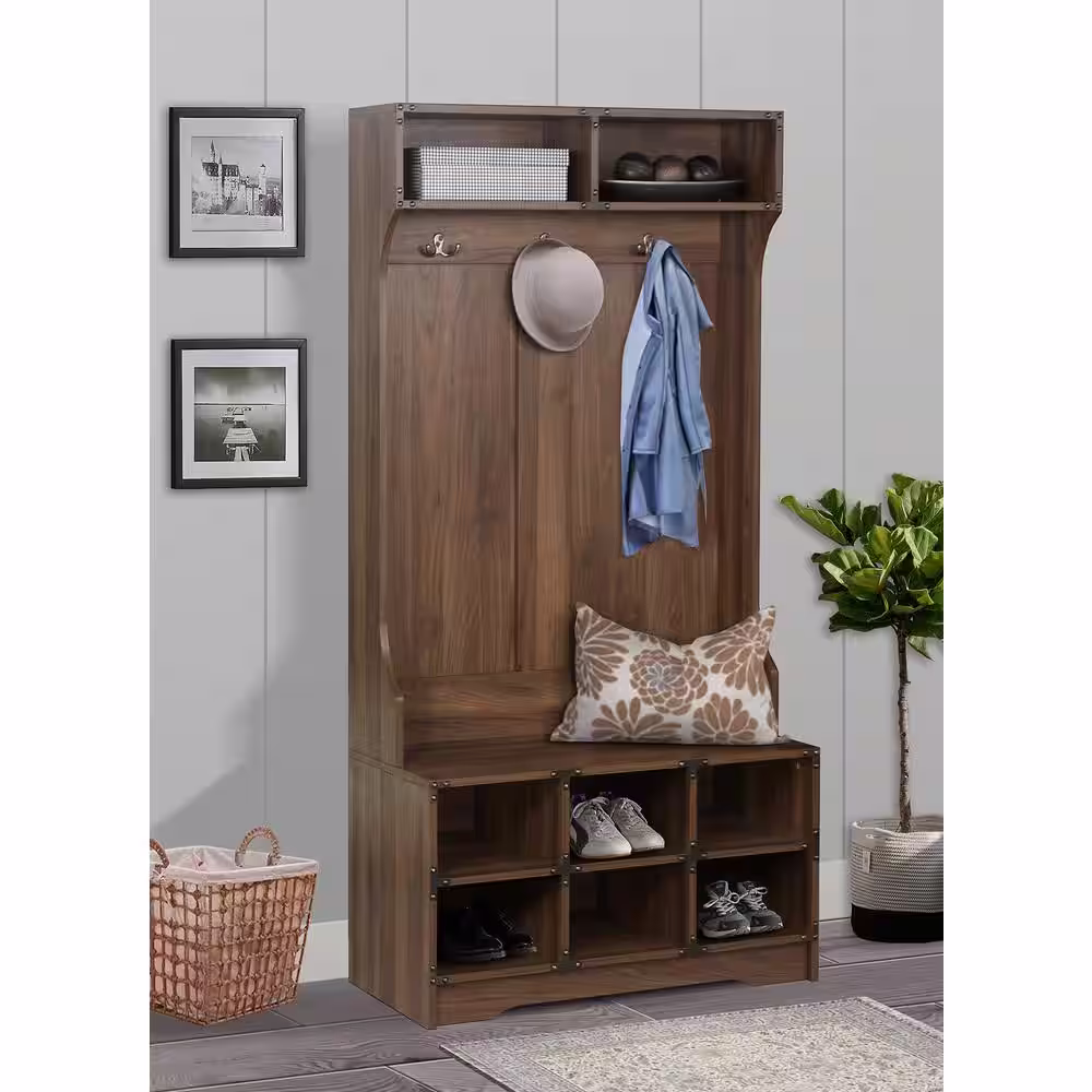 None Brunei Old Pine Hall Trees with Cubbies and Solid Wood